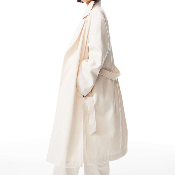 H&M Tie-Belt Coat in Ivory / Size Small - Picture 2 of 8
